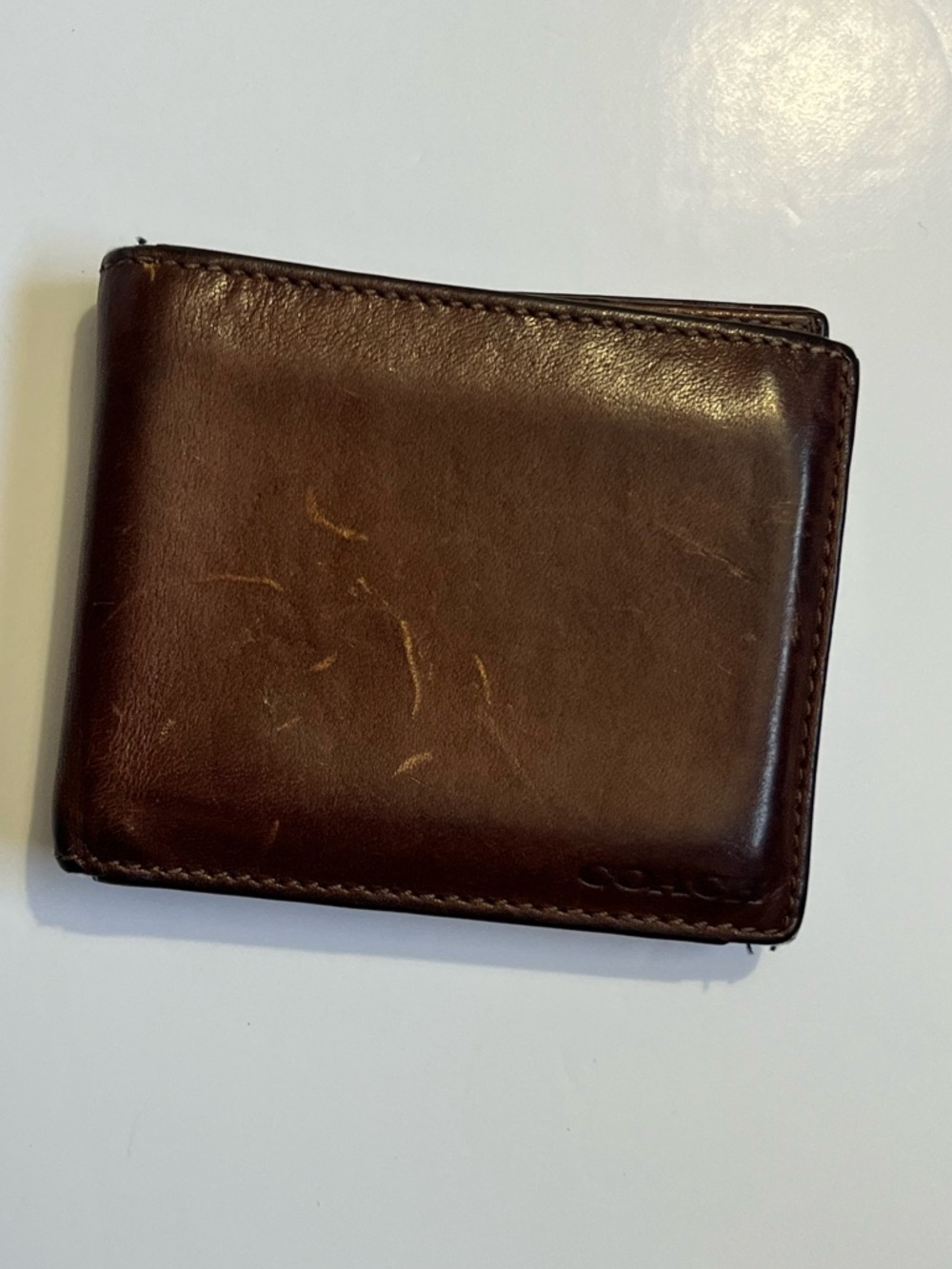 Vintage Leather Bi-Fold Wallet in Brown - COACH